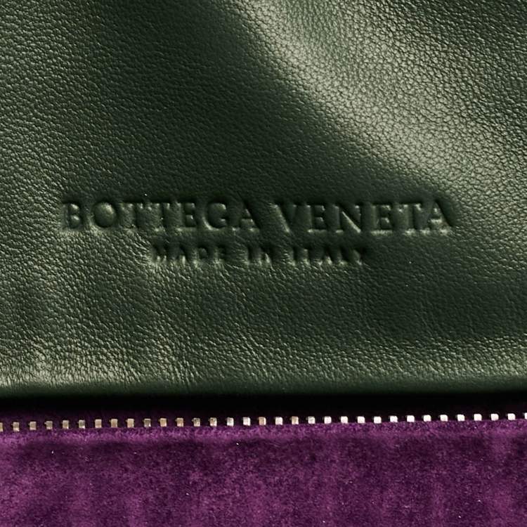 Pre Owned Bottega Veneta Green Intrecciato Leather Flap Messenger Bag