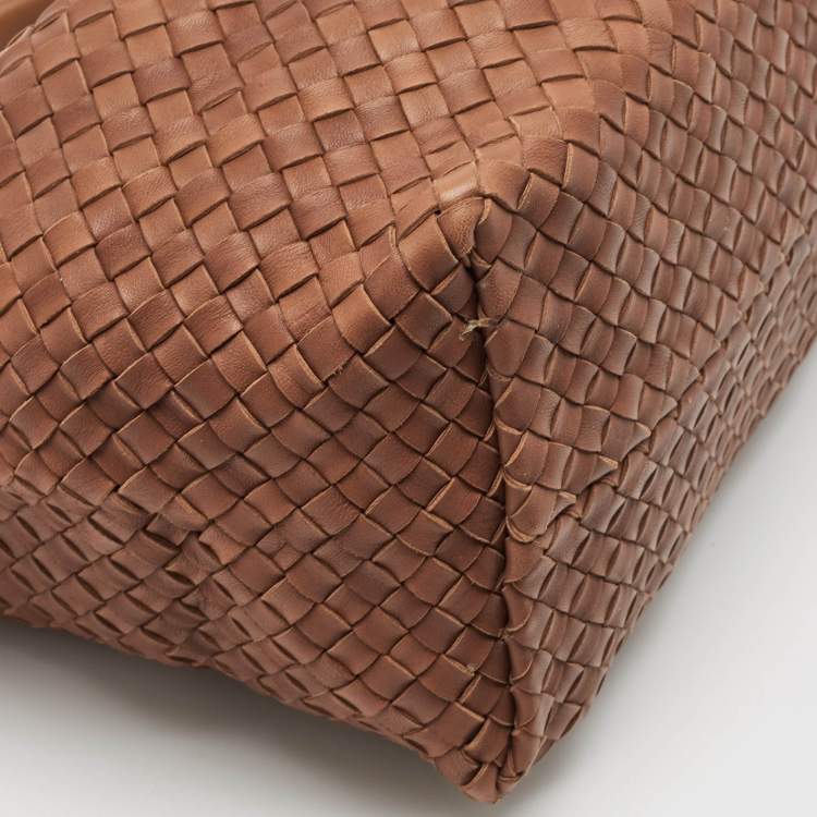 Pre Owned Bottega Veneta Brown Intrecciato Leather Cabat Shopper Tote