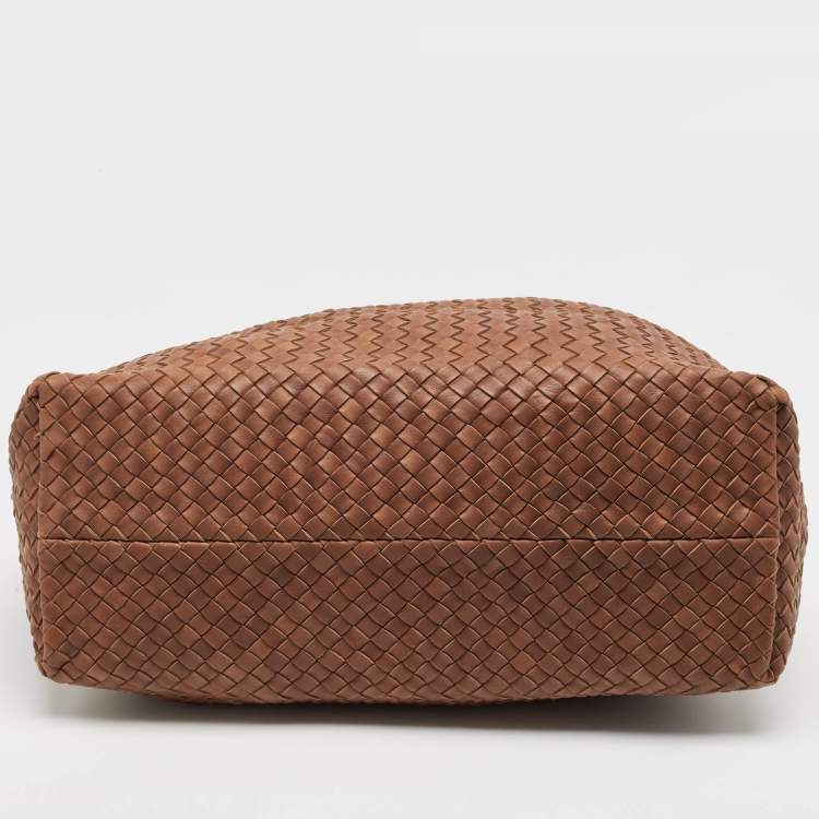 Pre Owned Bottega Veneta Brown Intrecciato Leather Cabat Shopper Tote