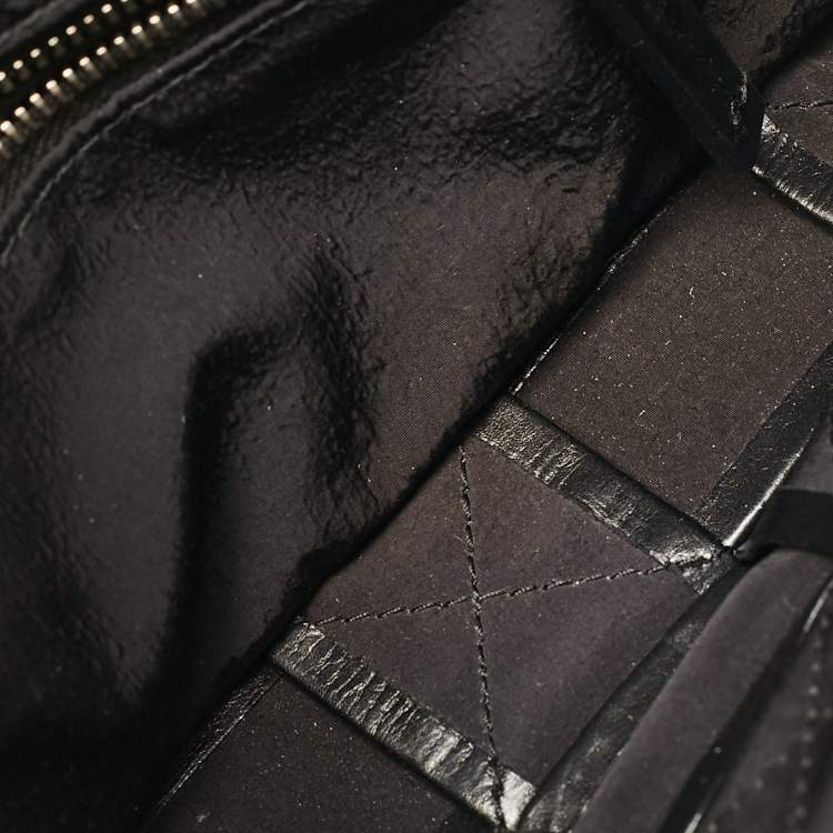 Pre Owned Bottega Veneta Black Intreccio Leather Cassette Crossbody Bag
