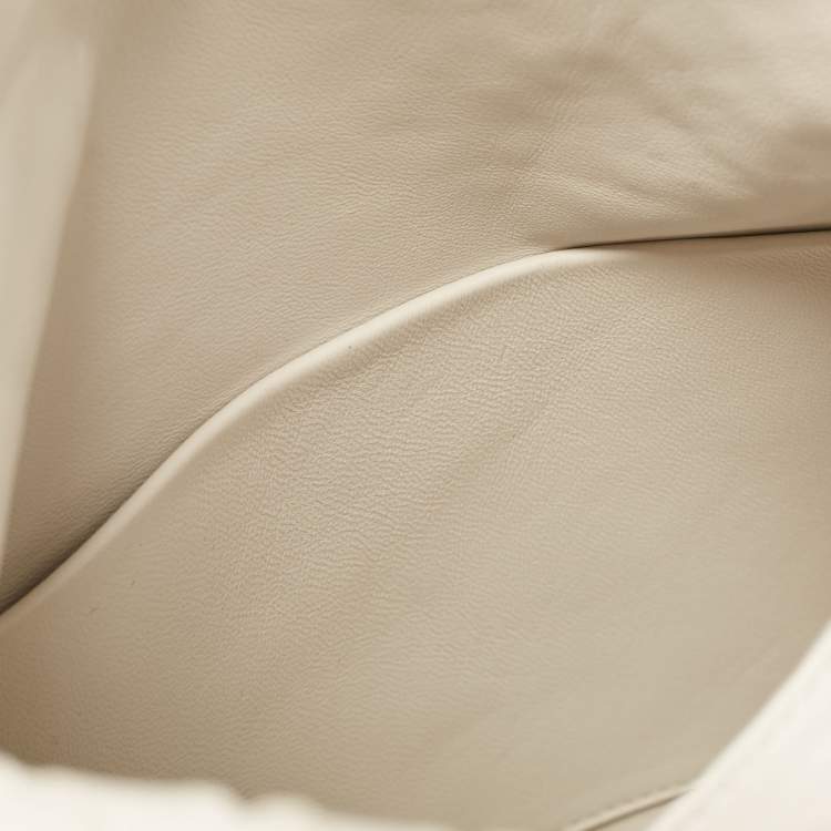 Pre Owned Bottega Veneta White Intrecciato Leather Fold Shoulder Bag