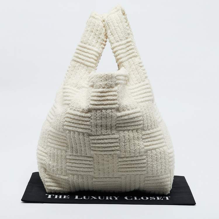 Pre Owned Bottega Veneta Off White Terrycloth Tote