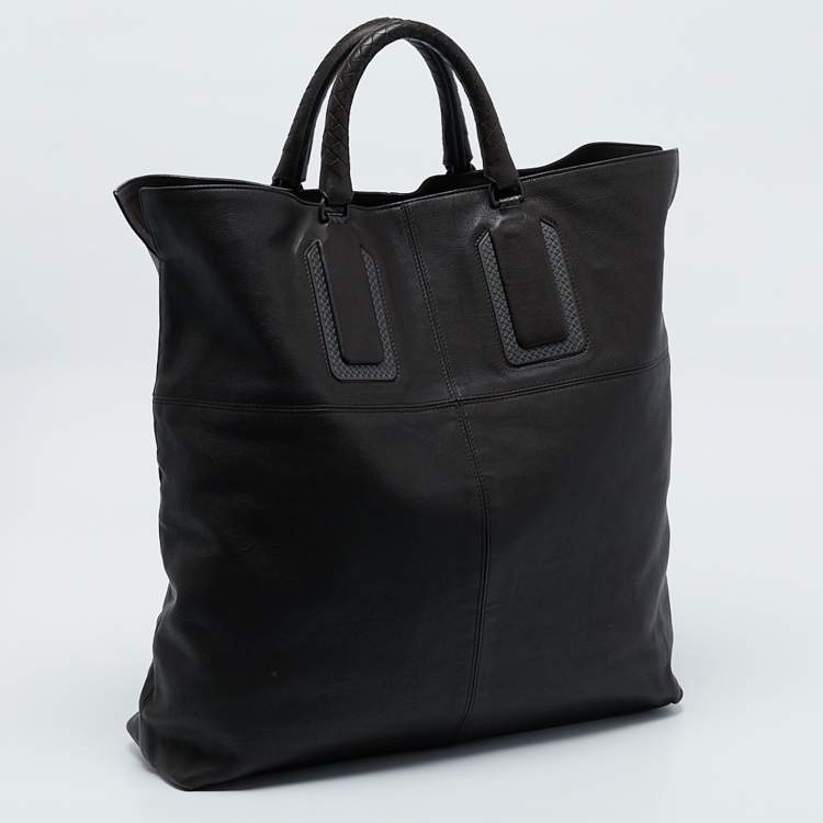 Pre Owned Bottega Veneta Choco Brown Leather Oversized Tote