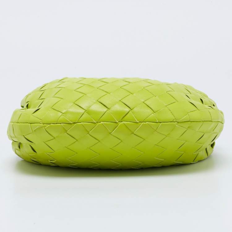 Pre Owned Bottega Veneta Lime Green Intrecciato Leather Mini Jodie Hobo
