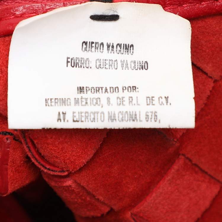 Pre Owned Bottega Veneta Red Intrecciato Leather Loop Shoulder Bag