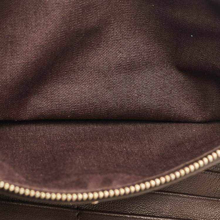 Pre Owned Bottega Veneta Brown Intrecciato Leather Bifold Zip Wallet