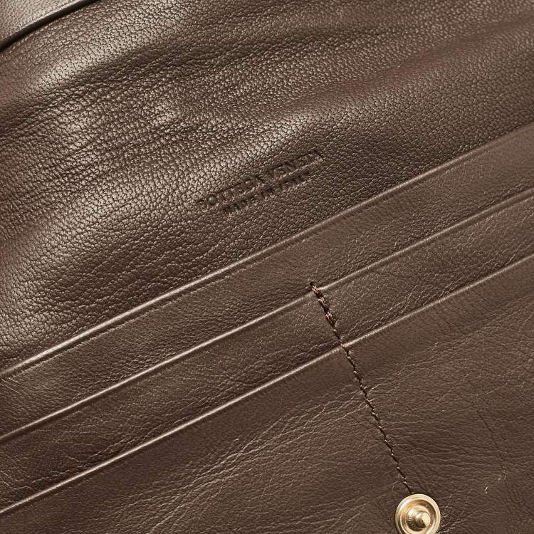 Pre Owned Bottega Veneta Brown Intrecciato Leather Bifold Zip Wallet