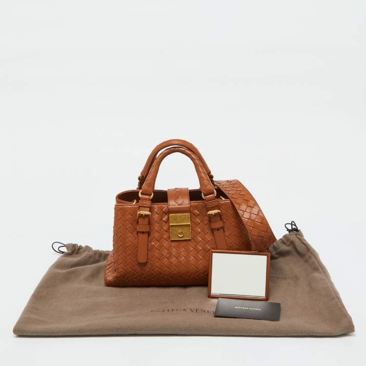 Pre Owned Bottega Veneta Brown Intrecciato Leather Roma Mini Tote