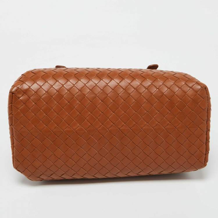 Pre Owned Bottega Veneta Brown Intrecciato Leather Roma Mini Tote