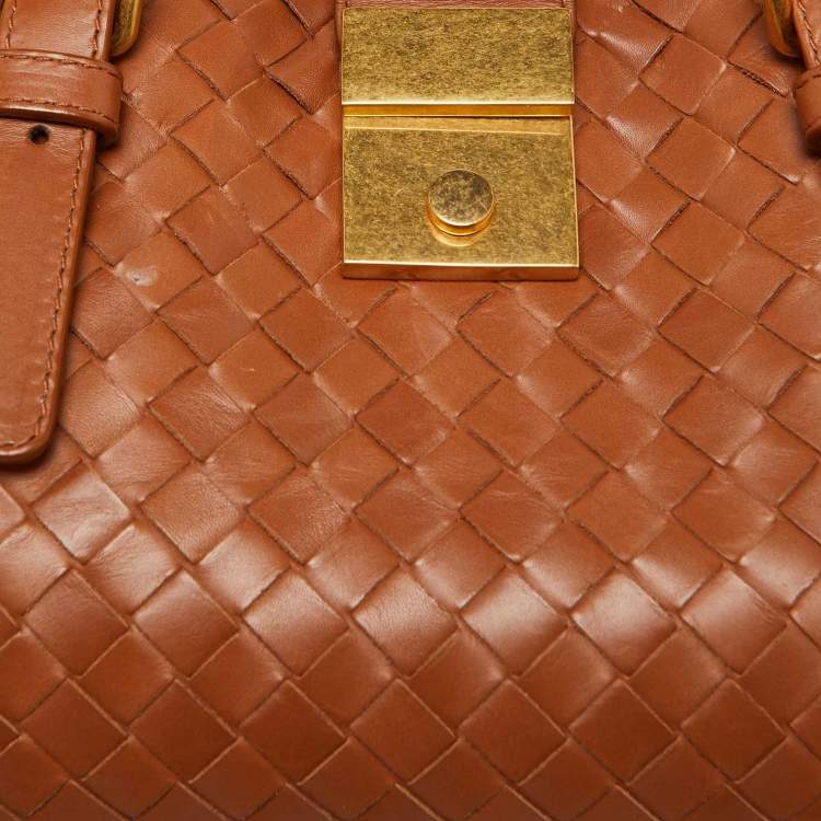 Pre Owned Bottega Veneta Brown Intrecciato Leather Roma Mini Tote