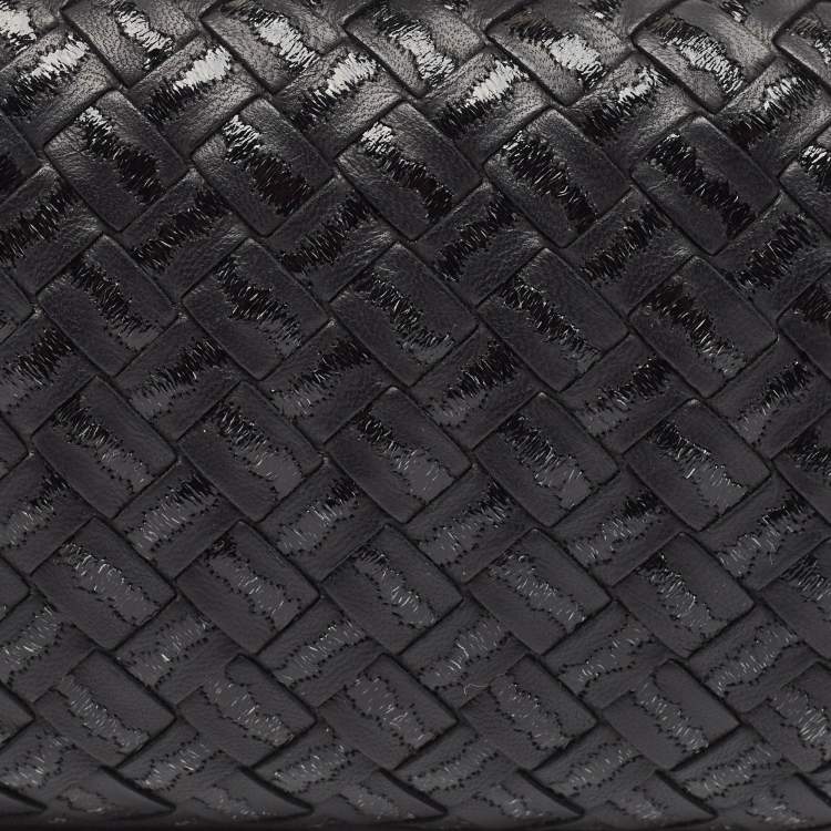 Pre Owned Bottega Veneta Black Intrecciato Leather Knot Clutch