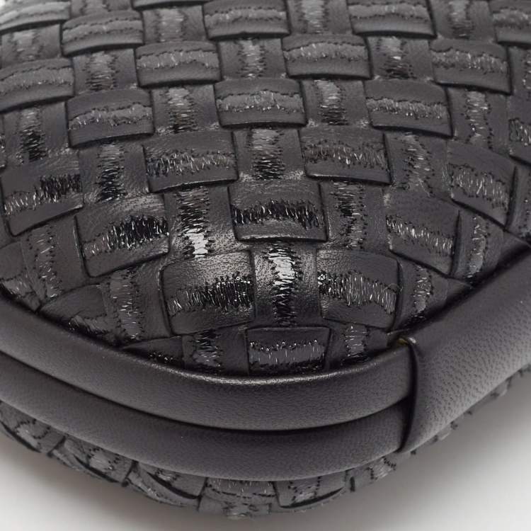 Pre Owned Bottega Veneta Black Intrecciato Leather Knot Clutch