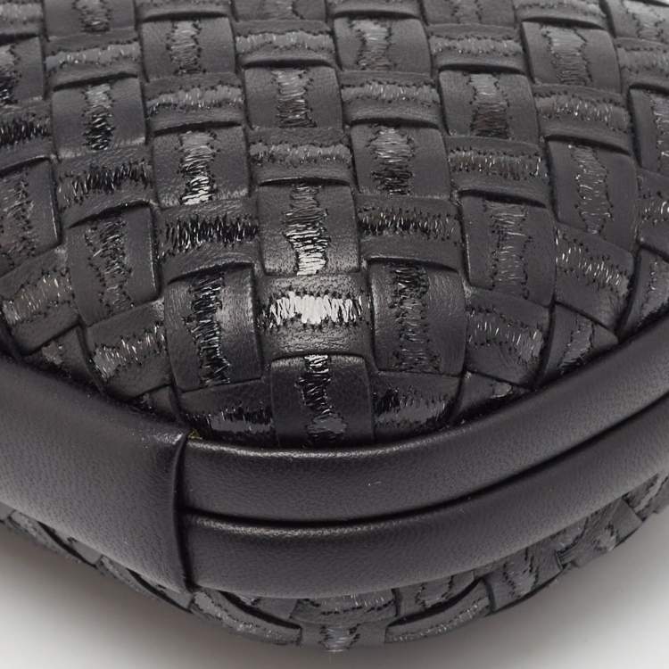 Pre Owned Bottega Veneta Black Intrecciato Leather Knot Clutch