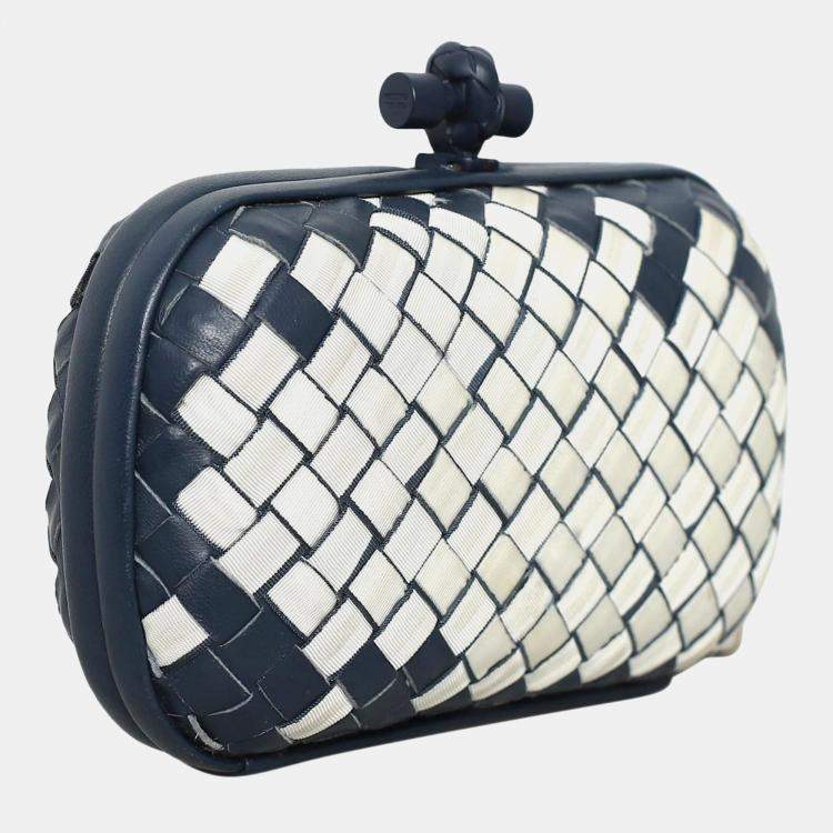 Pre Owned Bottega Veneta Fabric & Leather Intrecciato Knot Clutch Bag
