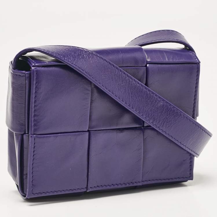 Pre Owned Bottega Veneta Purple Intrecciato Leather Mini Candy Cassette Crossbody Bag