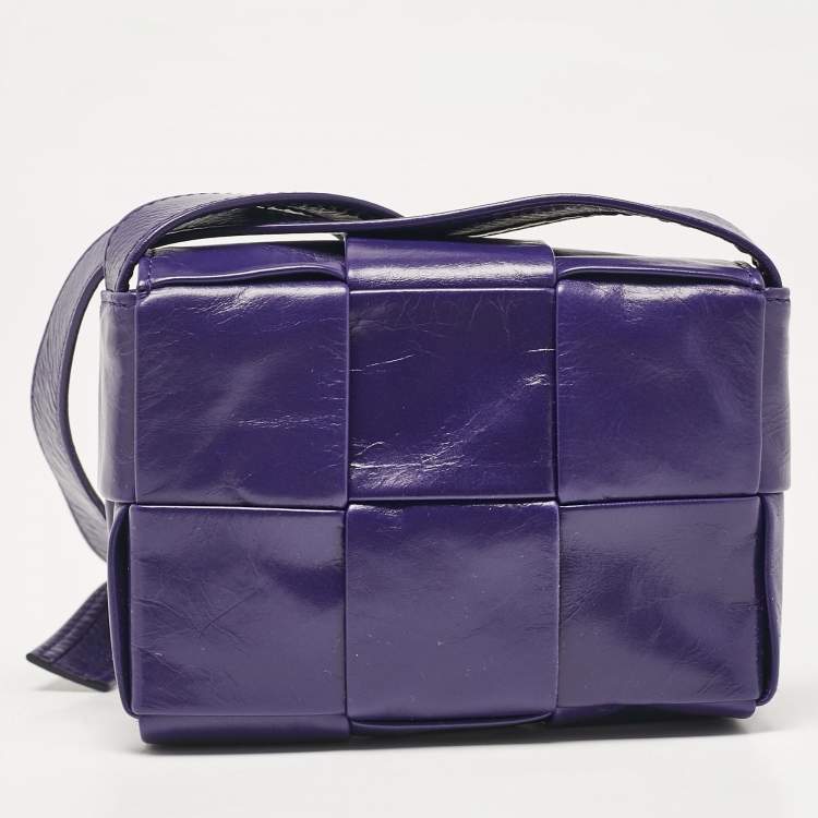 Pre Owned Bottega Veneta Purple Intrecciato Leather Mini Candy Cassette Crossbody Bag