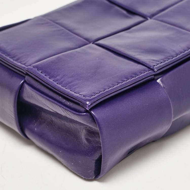 Pre Owned Bottega Veneta Purple Intrecciato Leather Mini Candy Cassette Crossbody Bag