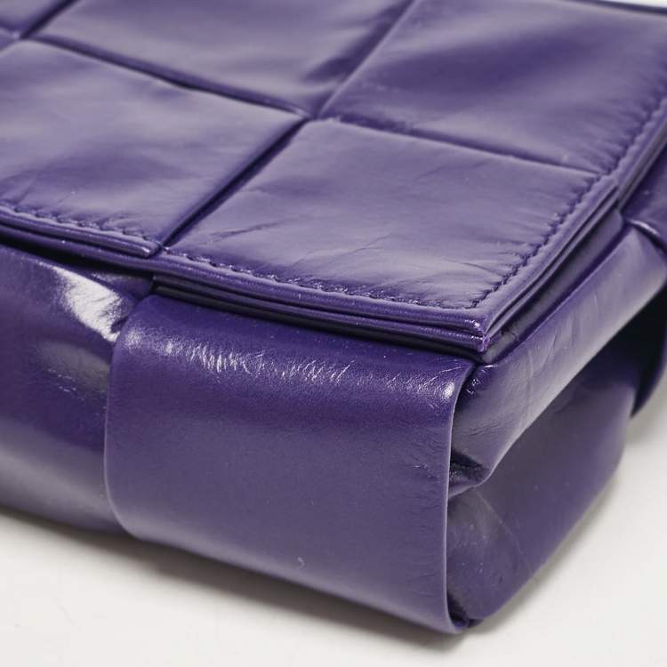 Pre Owned Bottega Veneta Purple Intrecciato Leather Mini Candy Cassette Crossbody Bag