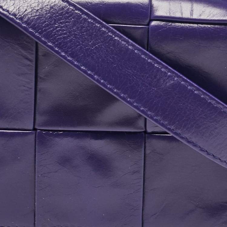 Pre Owned Bottega Veneta Purple Intrecciato Leather Mini Candy Cassette Crossbody Bag