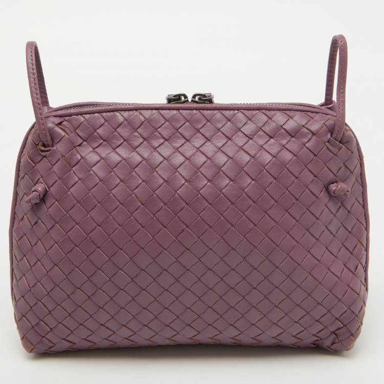 Pre Owned Bottega Veneta Mauve Purple Intrecciato Leather Nodini Shoulder Bag