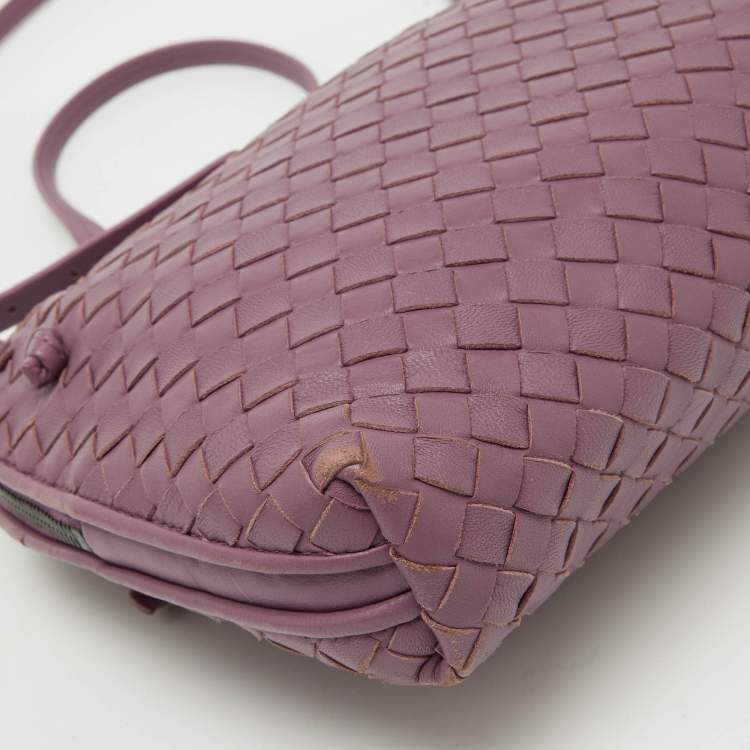 Pre Owned Bottega Veneta Mauve Purple Intrecciato Leather Nodini Shoulder Bag