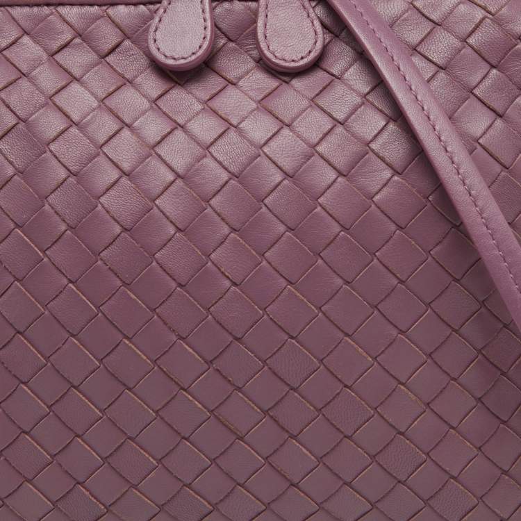 Pre Owned Bottega Veneta Mauve Purple Intrecciato Leather Nodini Shoulder Bag