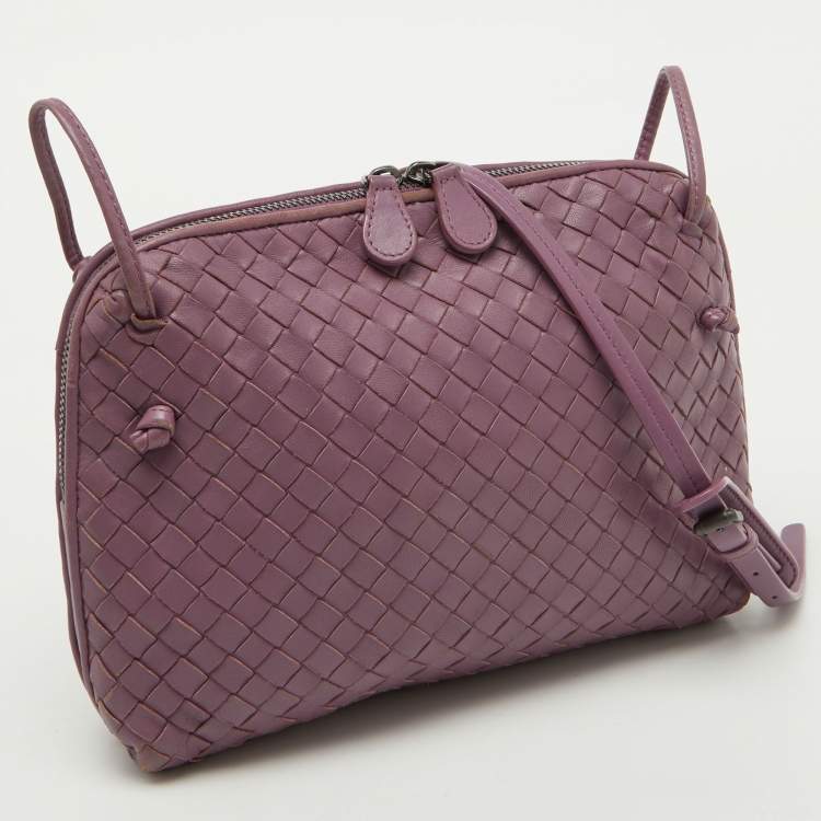 Pre Owned Bottega Veneta Mauve Purple Intrecciato Leather Nodini Shoulder Bag