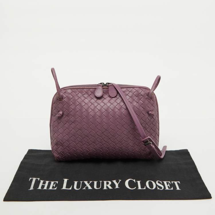 Pre Owned Bottega Veneta Mauve Purple Intrecciato Leather Nodini Shoulder Bag