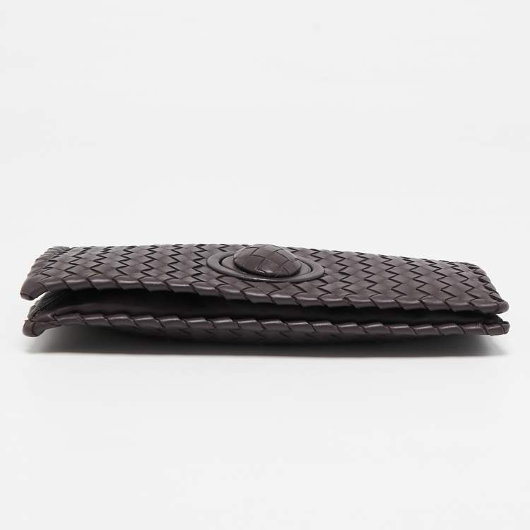 Pre Owned Bottega Veneta Mauve Intrecciato Leather Twist Lock Flap Clutch