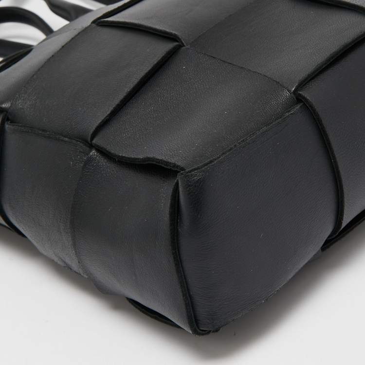 Pre Owned Bottega Veneta Black Intrecciato Leather North South Cassette Tote