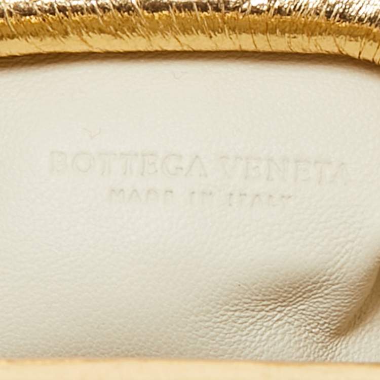 Pre Owned Bottega Veneta Gold Patent Leather The Pouch Coin Purse