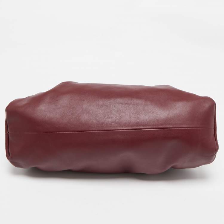 Pre Owned Bottega Veneta Burgundy Leather Leather Teen Pouch 