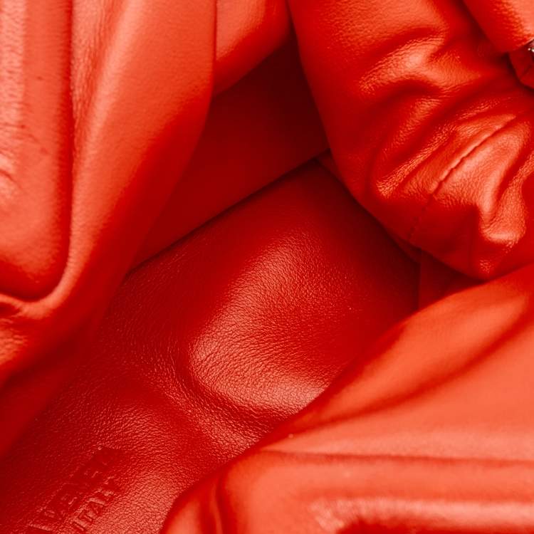 Pre Owned Bottega Veneta Red Increcciato Fabric Small The Point Triangle Bag