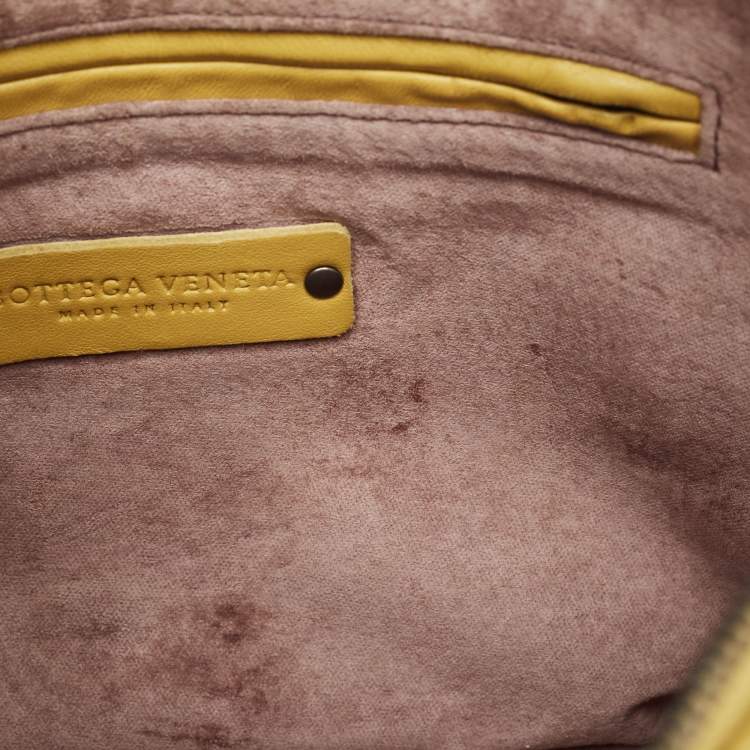Pre Owned Bottega Veneta Mustard Intrecciato Leather Nodini Crossbody Bag