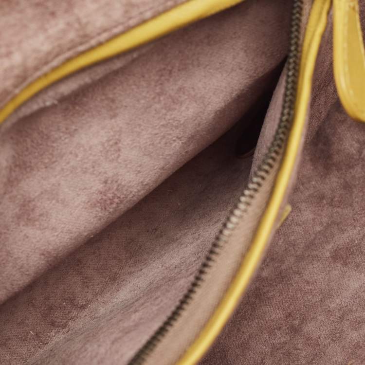 Pre Owned Bottega Veneta Mustard Intrecciato Leather Nodini Crossbody Bag