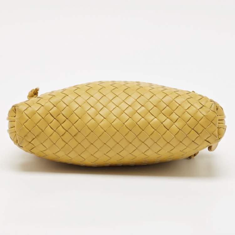 Pre Owned Bottega Veneta Mustard Intrecciato Leather Nodini Crossbody Bag