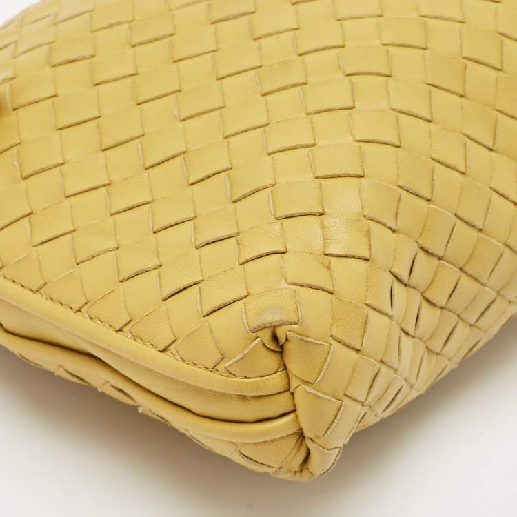 Pre Owned Bottega Veneta Mustard Intrecciato Leather Nodini Crossbody Bag