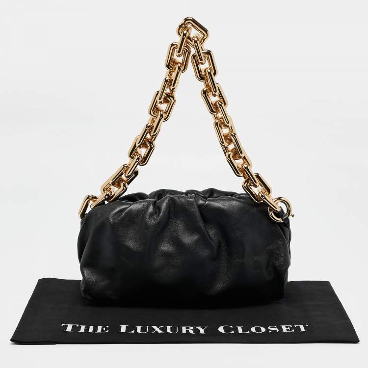 Pre Owned Bottega Veneta Black Leather The Chain Pouch Bag