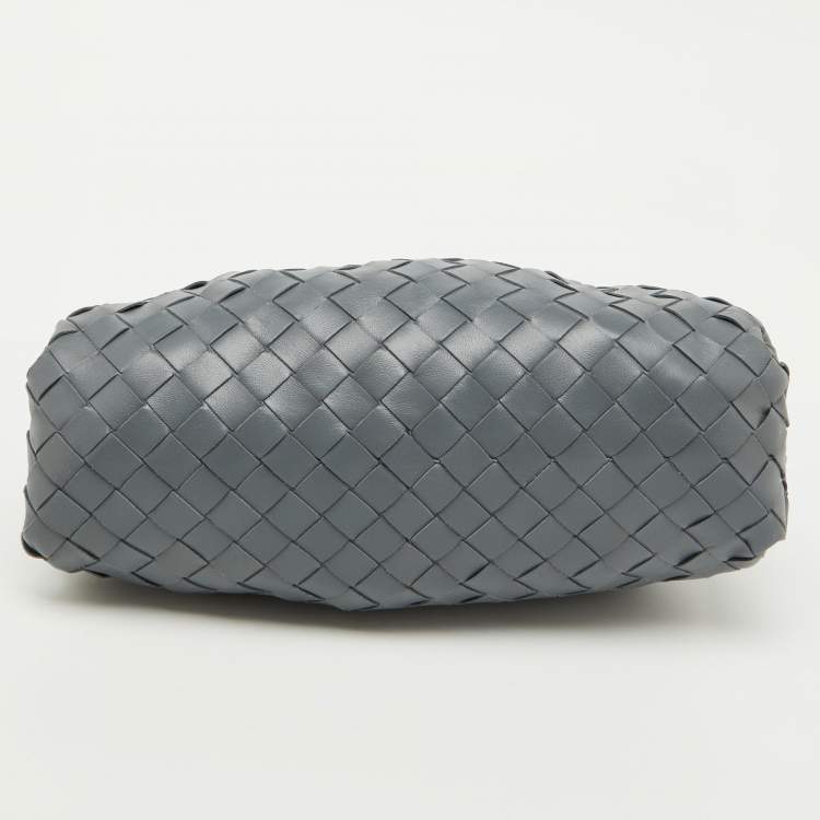 Pre Owned Bottega Veneta Grey Intrecciato Leather Teen Pouch Clutch