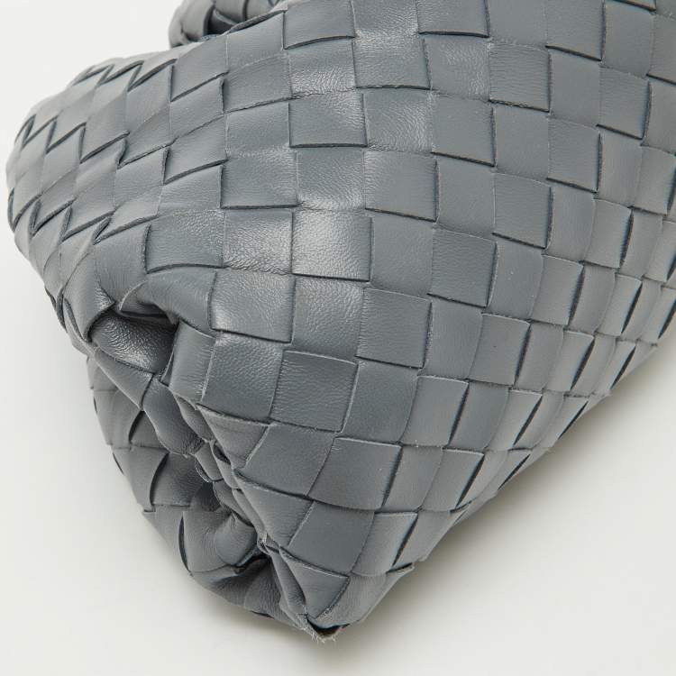 Pre Owned Bottega Veneta Grey Intrecciato Leather Teen Pouch Clutch