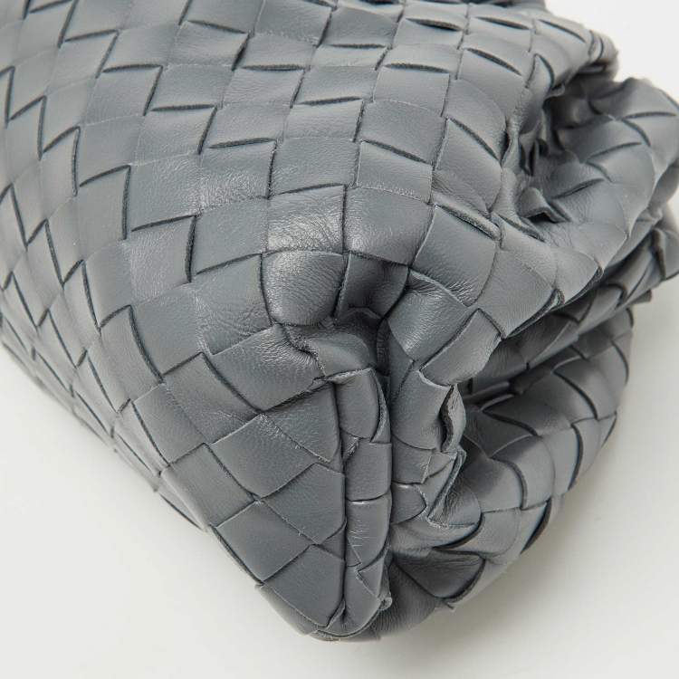 Pre Owned Bottega Veneta Grey Intrecciato Leather Teen Pouch Clutch