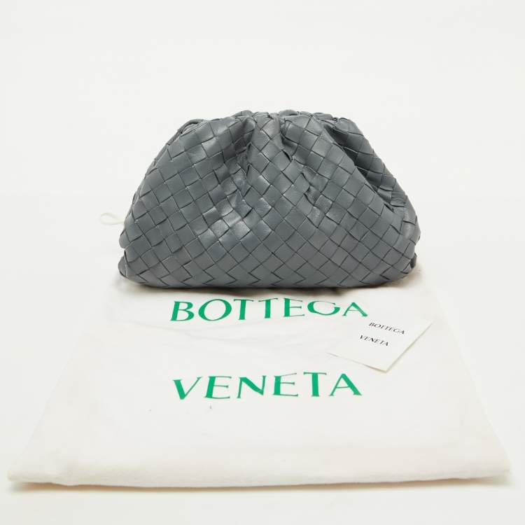 Pre Owned Bottega Veneta Grey Intrecciato Leather Teen Pouch Clutch