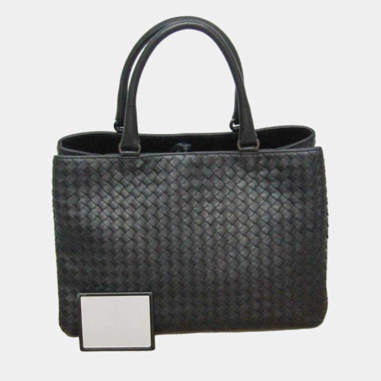 Pre Owned Bottega Veneta Black Intrecciato Leather Handbag