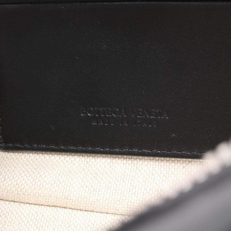 Pre Owned Bottega Veneta Black Leather Intrecciato Small Wristlet Bag