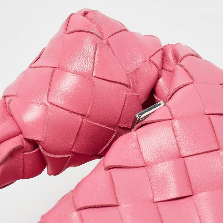 Pre Owned Bottega Veneta Pink Intrecciato Leather Mini Jodie Hobo