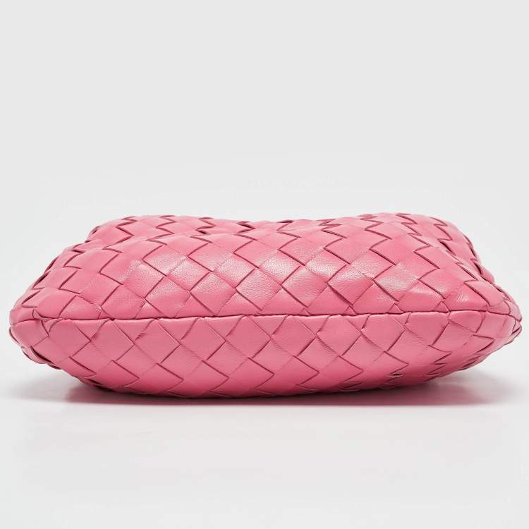 Pre Owned Bottega Veneta Pink Intrecciato Leather Mini Jodie Hobo