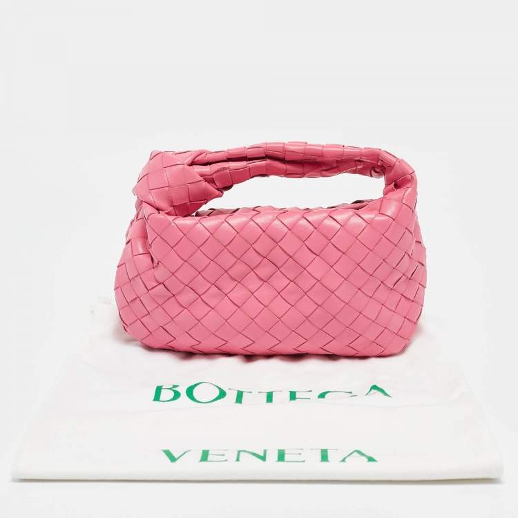 Pre Owned Bottega Veneta Pink Intrecciato Leather Mini Jodie Hobo