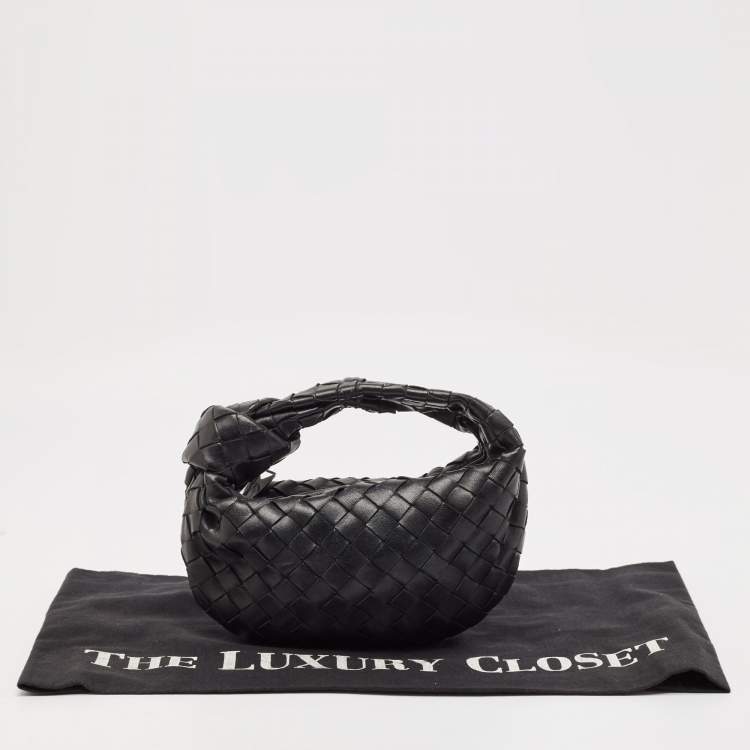 Pre Owned Bottega Veneta Black Intrecciato Leather Mini Jodie Bag