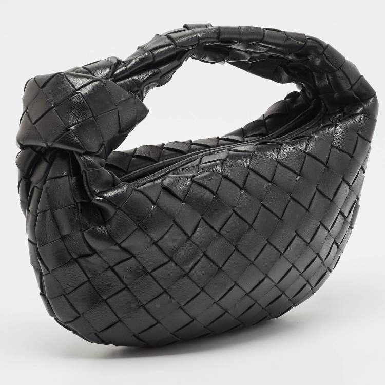 Pre Owned Bottega Veneta Black Intrecciato Leather Mini Jodie Bag