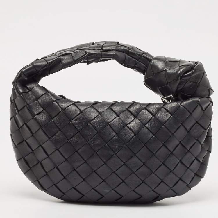 Pre Owned Bottega Veneta Black Intrecciato Leather Mini Jodie Bag